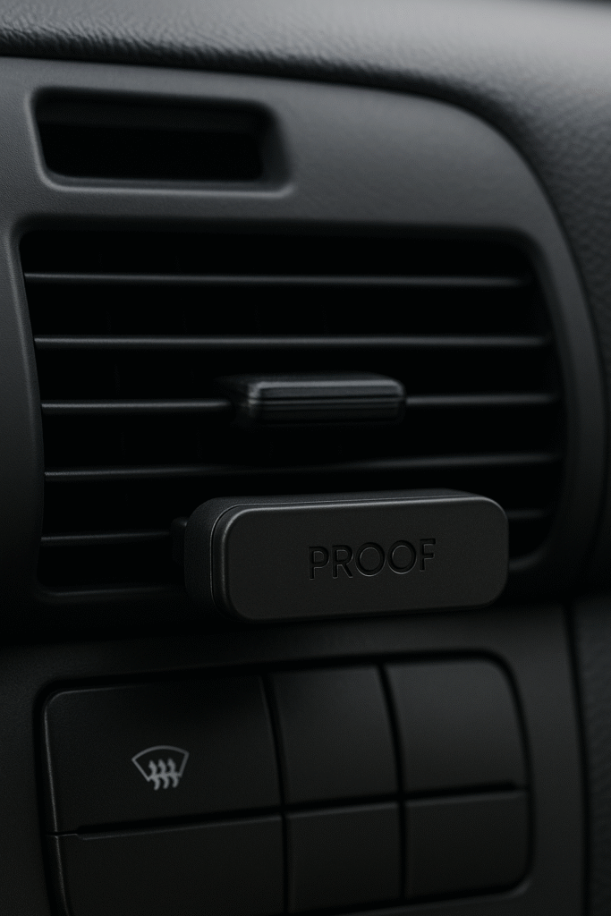 ac vent of car with PROOF car scent holder clipped